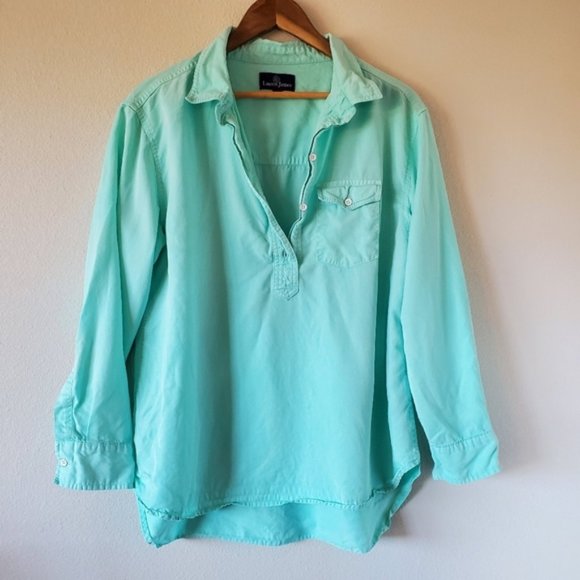 Aqua Lauren James Rolled Sleeve Button-up - Picture 1 of 5